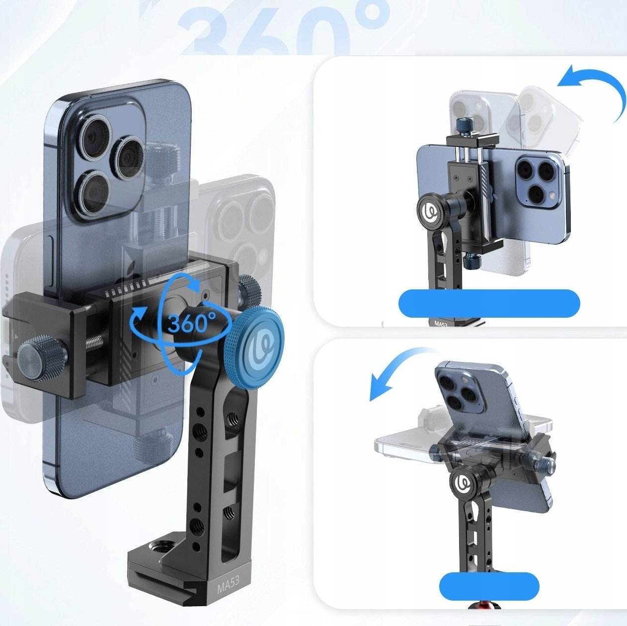 Mbajtës telefoni Ulanzi MA53 Arca Swiss, kokë sferike, i zi