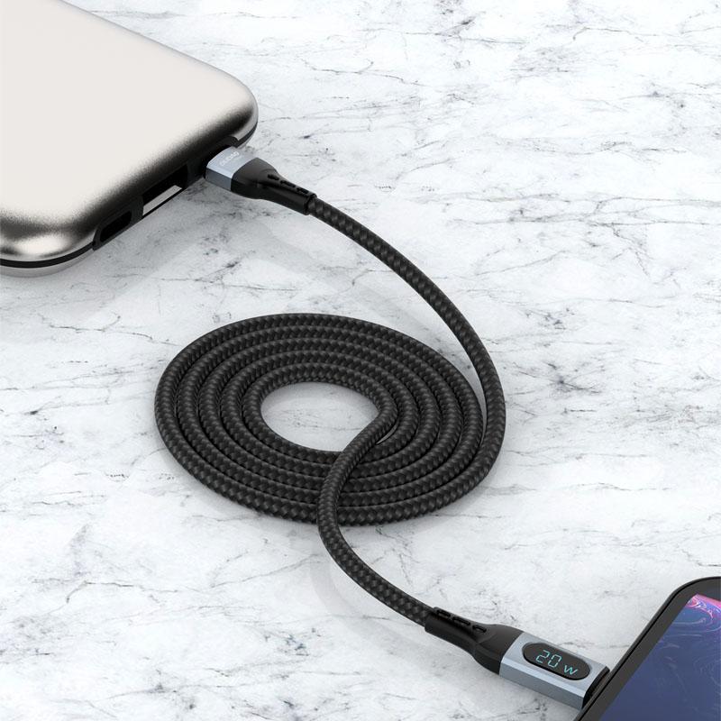 Kabllo Dudao USB-C - Lightning, e zezë