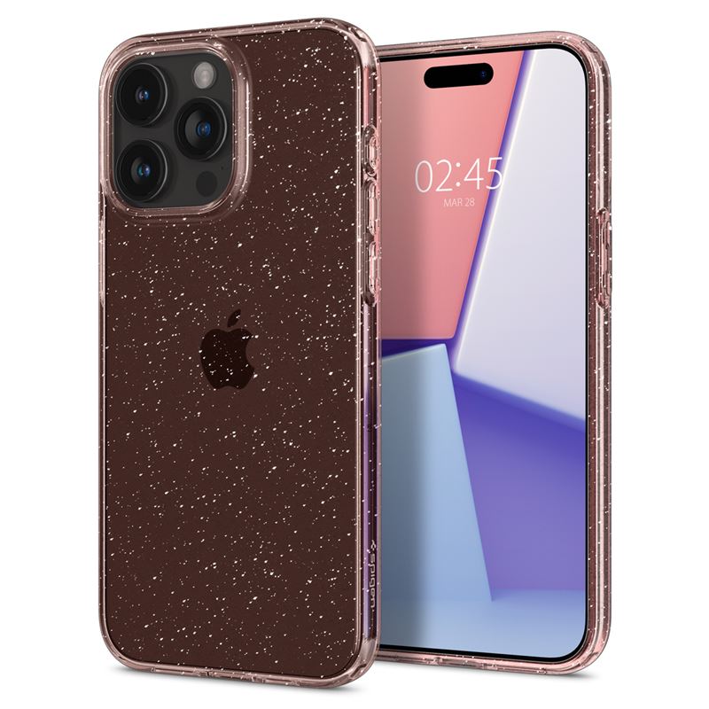 Mbështjellës për iPhone 15 Pro Spigen Liquid Crystal Glitter, rozë
