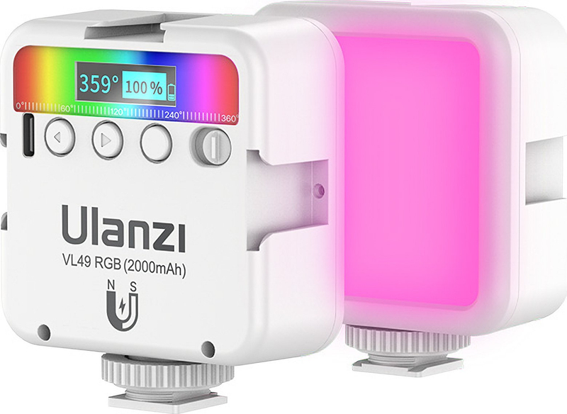 Dritë LED Ulanzi VL49 RGB, ndriçim i rregullueshëm, për telefon dhe kamera, e bardhë