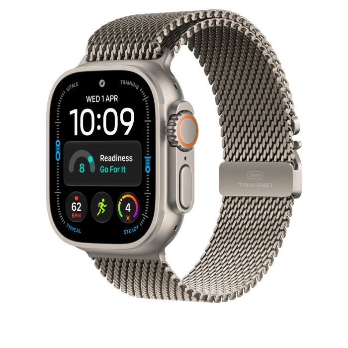 Apple Watch 49mm Natural Titanium Milanese Loop, Large