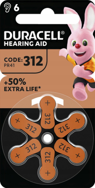 Bateri për aparat dëgjimi Duracell DA312, madhësia 312, set 6 copë