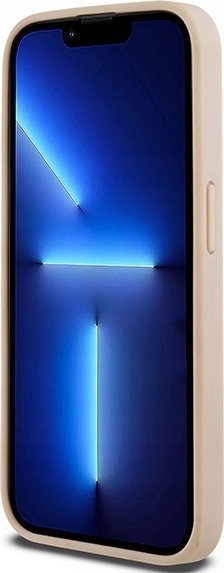 Маска за телефон DKNY PU Leather Repeat Pattern Tonal Stripe, за iPhone 15 Pro, розова