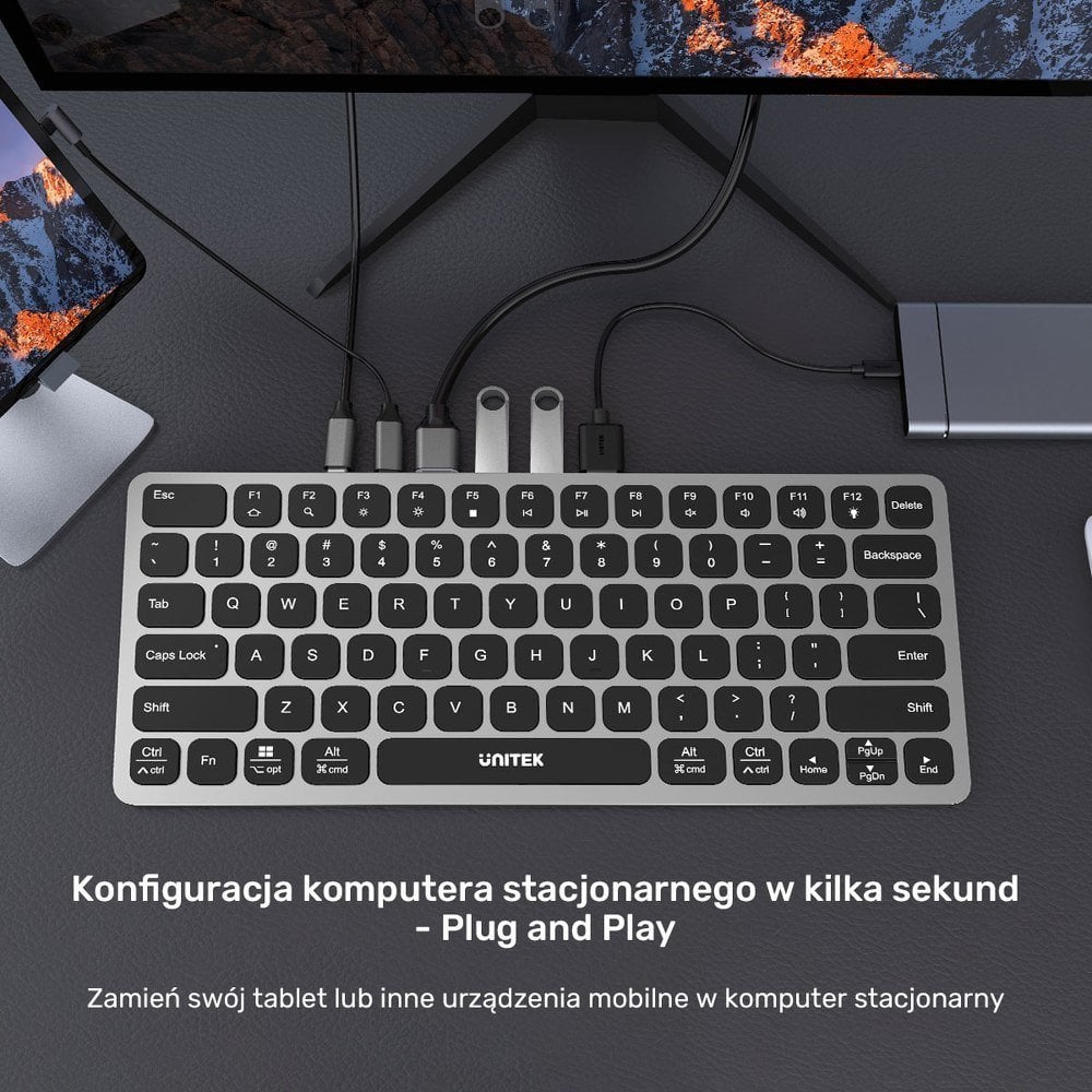 Tastierë Unitek, me kabllo, US, e hirtë
