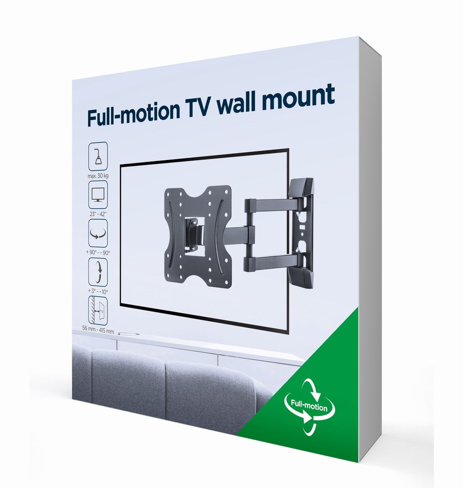Mbajtëse muri për TV Gembird WM-42ST-02, 23"-42", VESA 200x200 mm, e hirtë