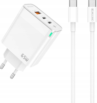 Karikues rrjeti GaN 65W, 2x USB C, USB A, me kabllo USB C