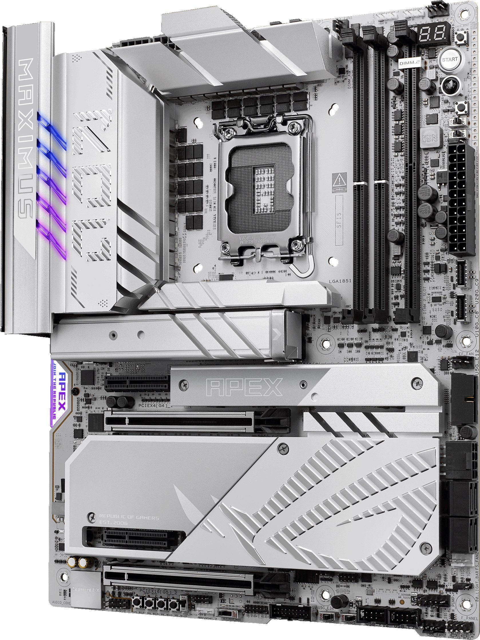 Pllakë amë ASUS ROG Maximus Z890 Apex, Intel LGA 1851, DDR5, argjendtë