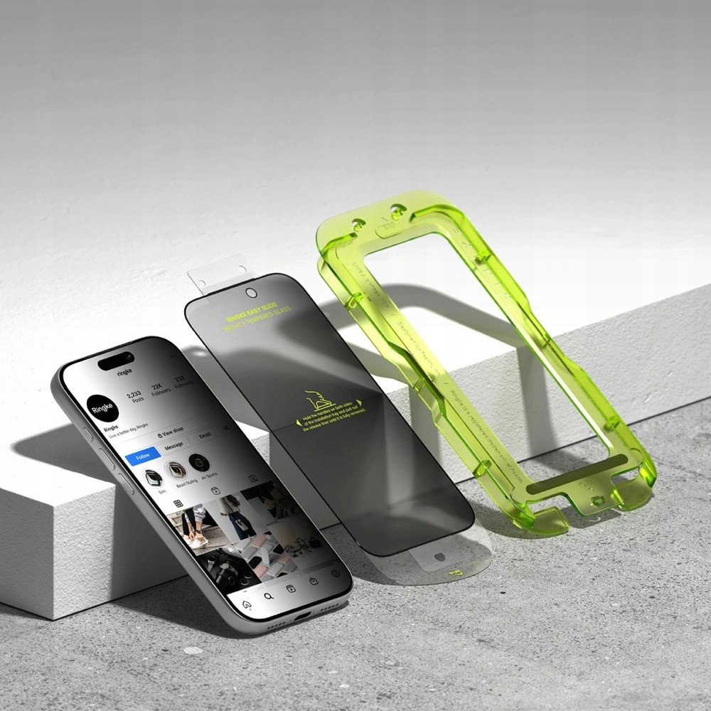 Xham mbrojtës privacy Ringke Easy Slide për iPhone 17 Pro, set 2 copë, i zi