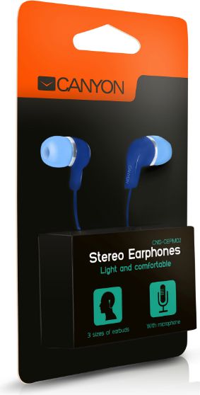 Kufje in ear Canyon CNS CEPM02BL, me mikrofon, me kabllo 1.2m, blu