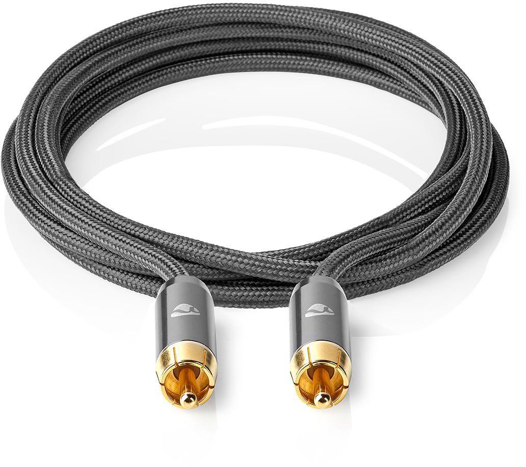 Kabllo subwoofer Nedis Profigold Fabritallic, RCA në RCA, 5m, antracit