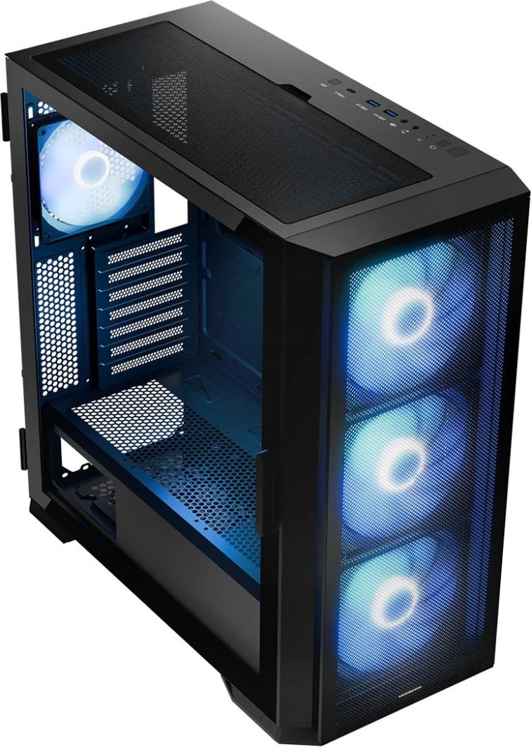 Kasë Modecom Horizon Flow ARGB, e zezë, Midi Tower