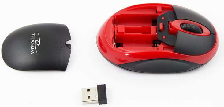 Maus Esperanza Titanum, wireless, USB, i zi dhe i kuq