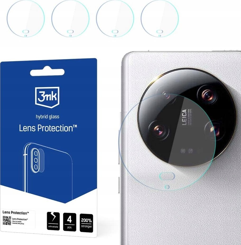 Mbrojtës lente 3MK Lens Protect për Xiaomi 14 Ultra, xham hibrid, set 4 copë, transparent