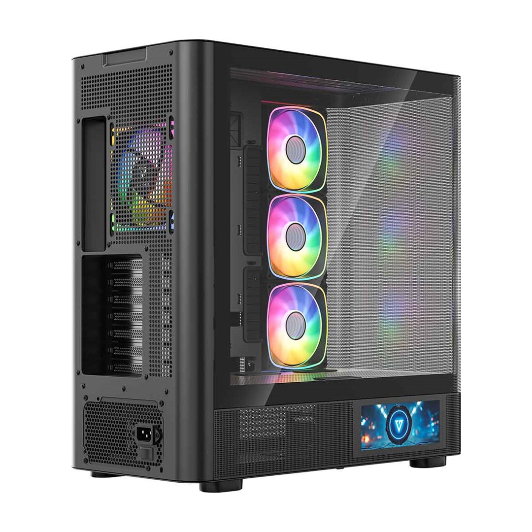 Kuti gaming MODECOM Volcano AQ400 ARGB, MIDI Tower, 4 ventilatorë ARGB, e zezë