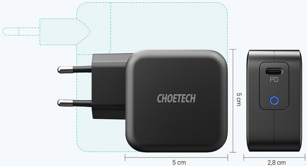 Karikues Choetech Q60062 GaN, USB-C, PD, 61W, i zi 