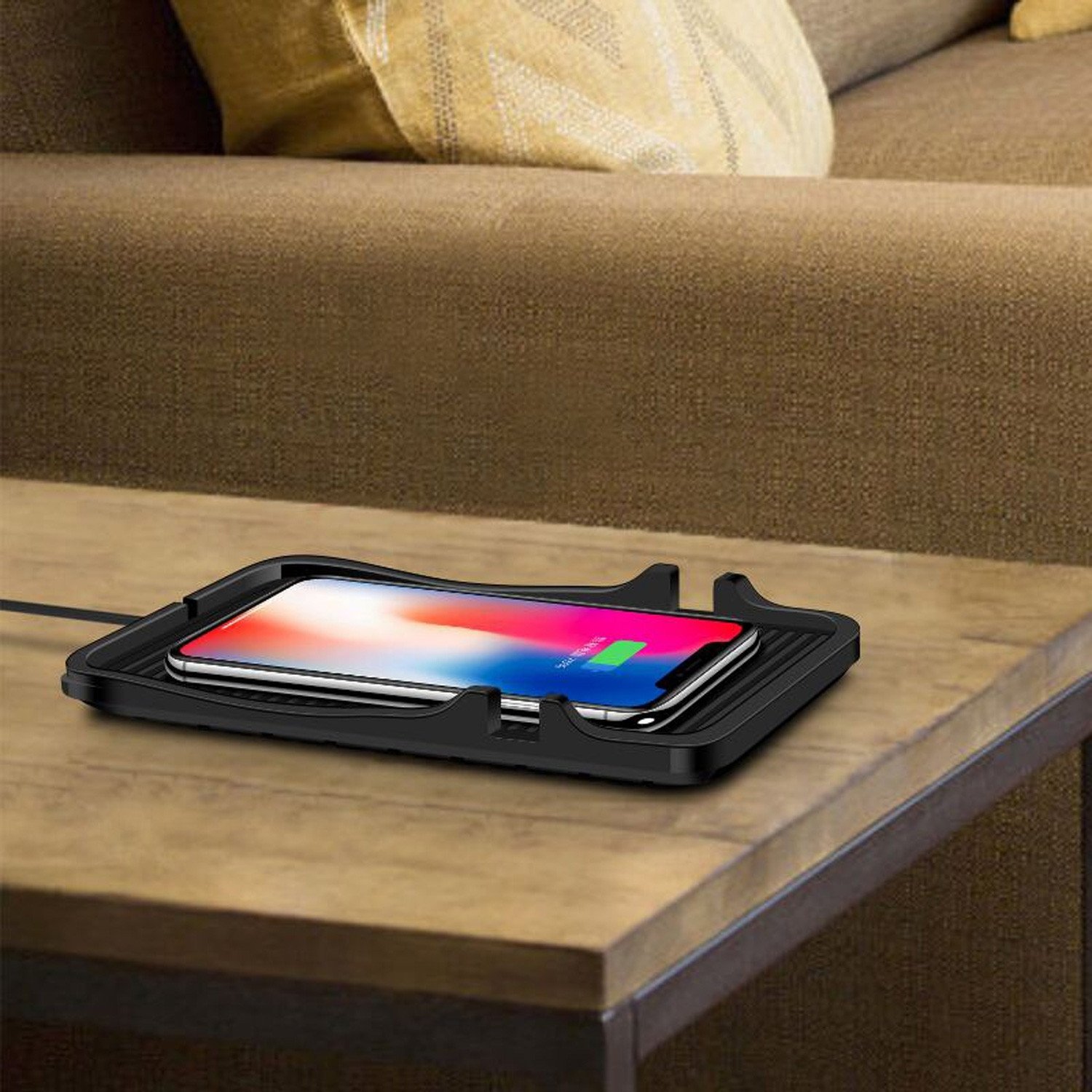 Бежичен полнач за автомобил Страдо C7, QI Wireless, Fast Charge, црн