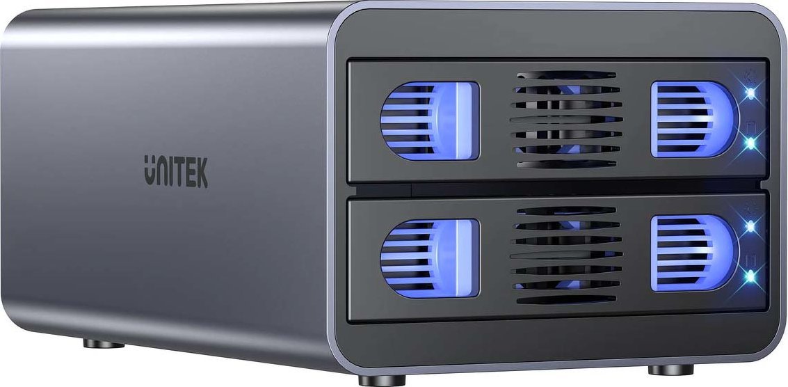 Kutizë RAID Unitek S1308B01, 4 slote SATA 2.5"/3.5", deri 40TB, USB 5Gb/s, gri