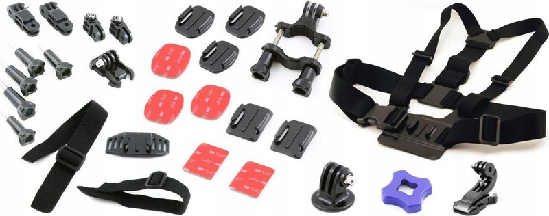Set aksesorësh montimi Xrec 30in1 për GoPro dhe SJCAM, me Chest Mount