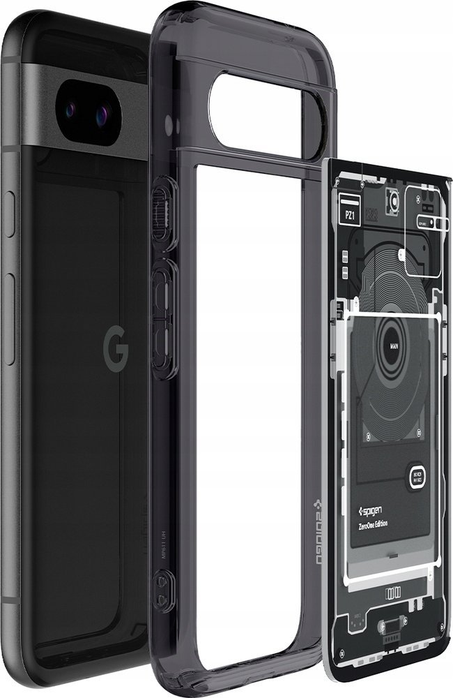 Mbështjellës telefoni Spigen Ultra Hybrid Zero One, për Google Pixel 8a, transparent