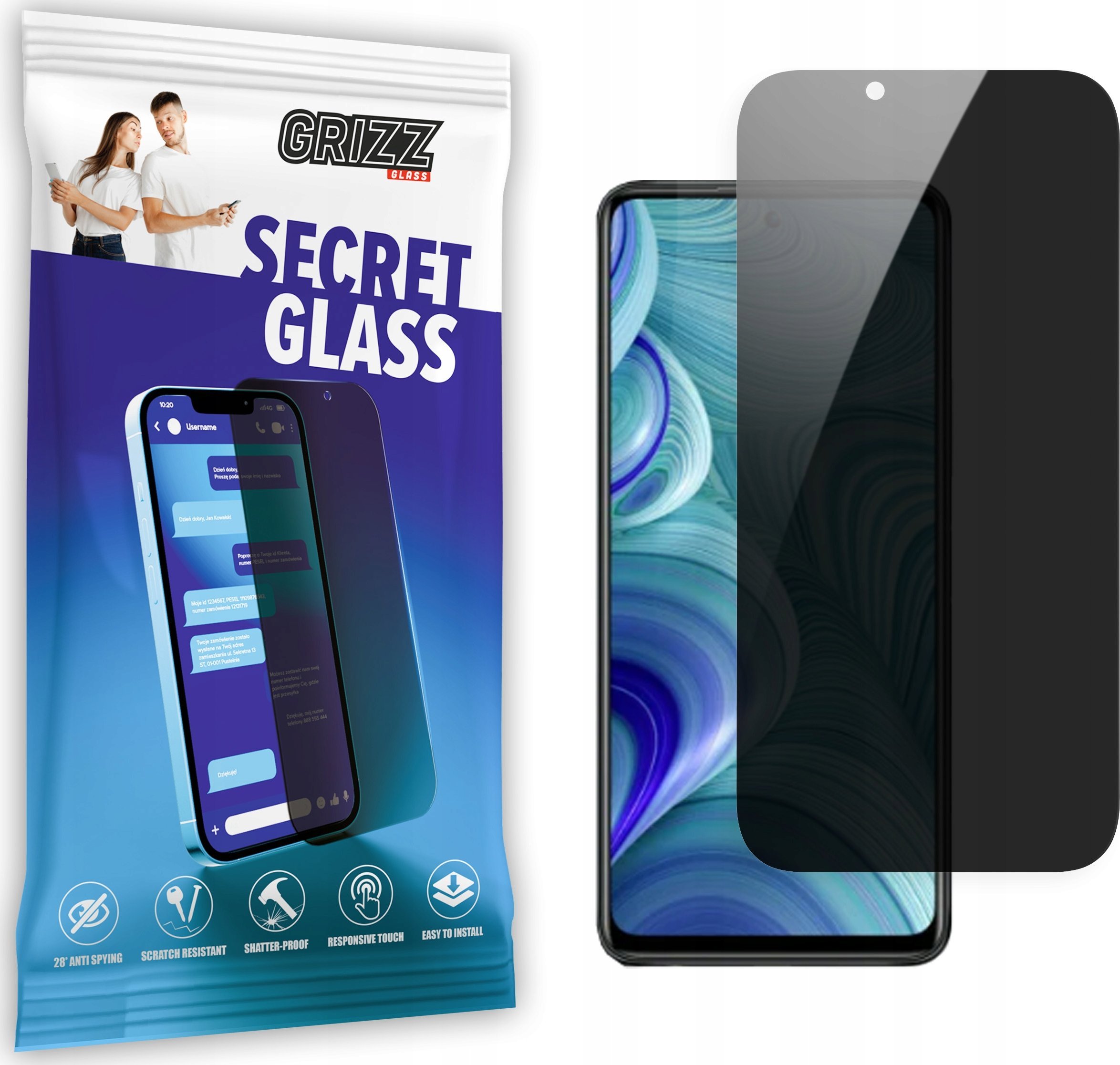Xham mbrojtës GrizzGlass Matte SecretGlass për Infinix Hot 11s NFC, efekt privatësie, mat, transparent