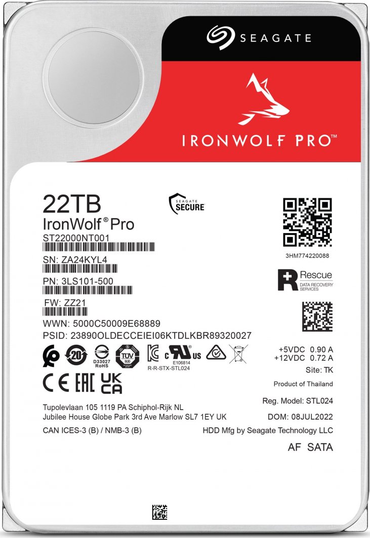 Disk Server Seagate IronWolf Pro, 22TB, 3.5'', SATA III (6Gb/s)