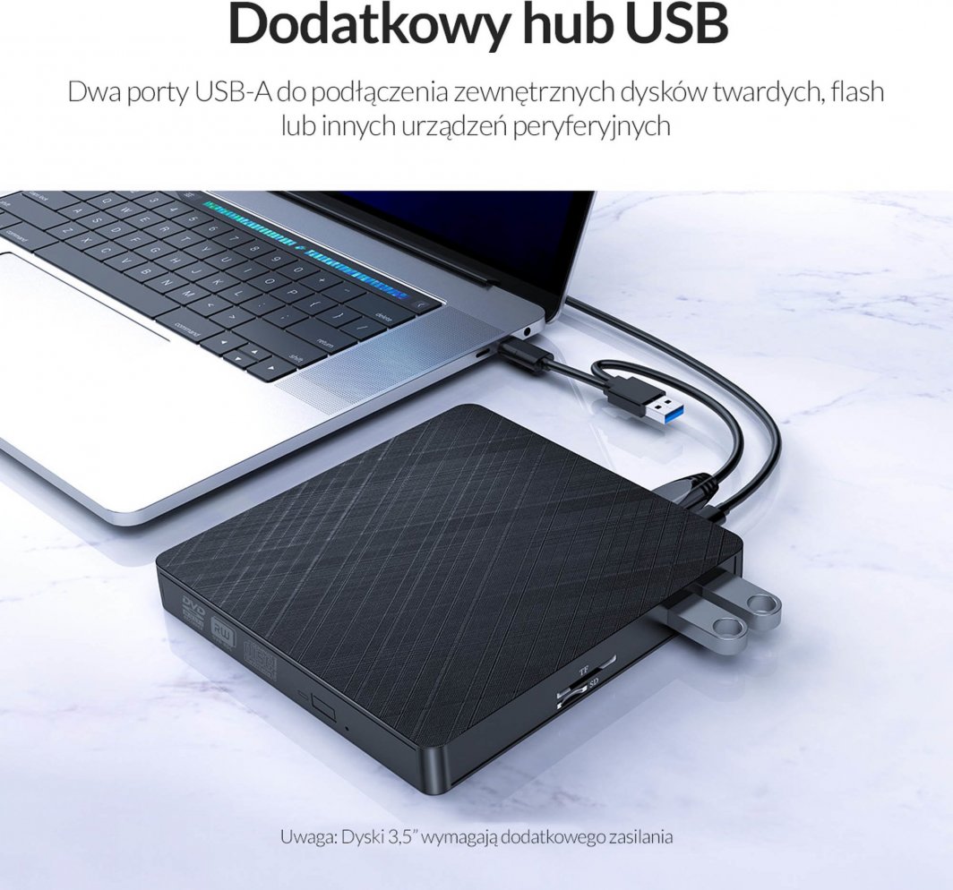 Disk i jashtëm Orico, USB 3.1,DVD-RW, i zi