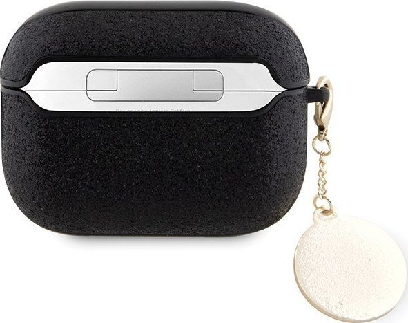 Mbështjellës Guess GUAP2PGEHCDK për AirPods Pro 2, me shkëlqim dhe zemër dekorative, i zi