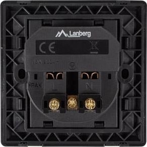 Prizë murale Lanberg, 230V, 1x AC + 2x USB 2.1A, e zezë