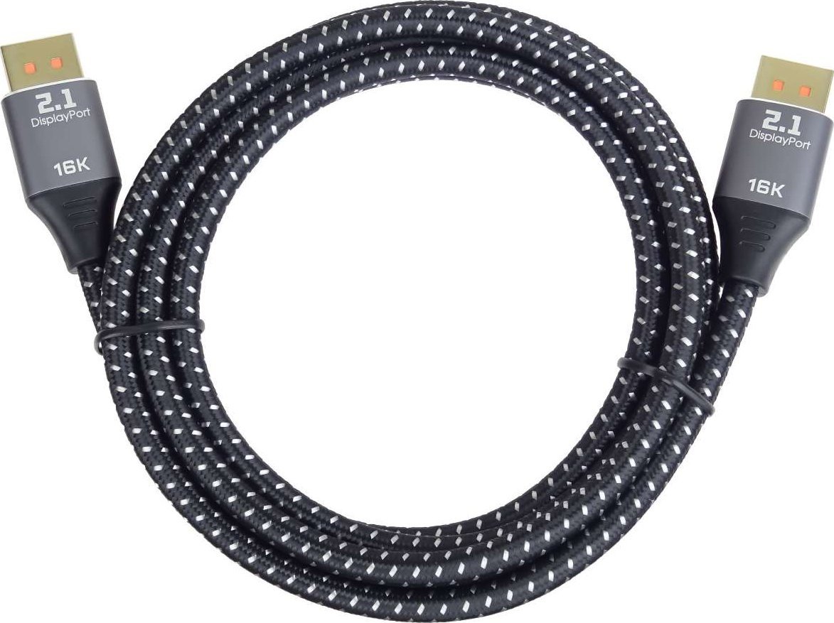 Kabllo PremiumCord DisplayPort 2.1, 80 Gbps, 16K 60Hz, e zezë