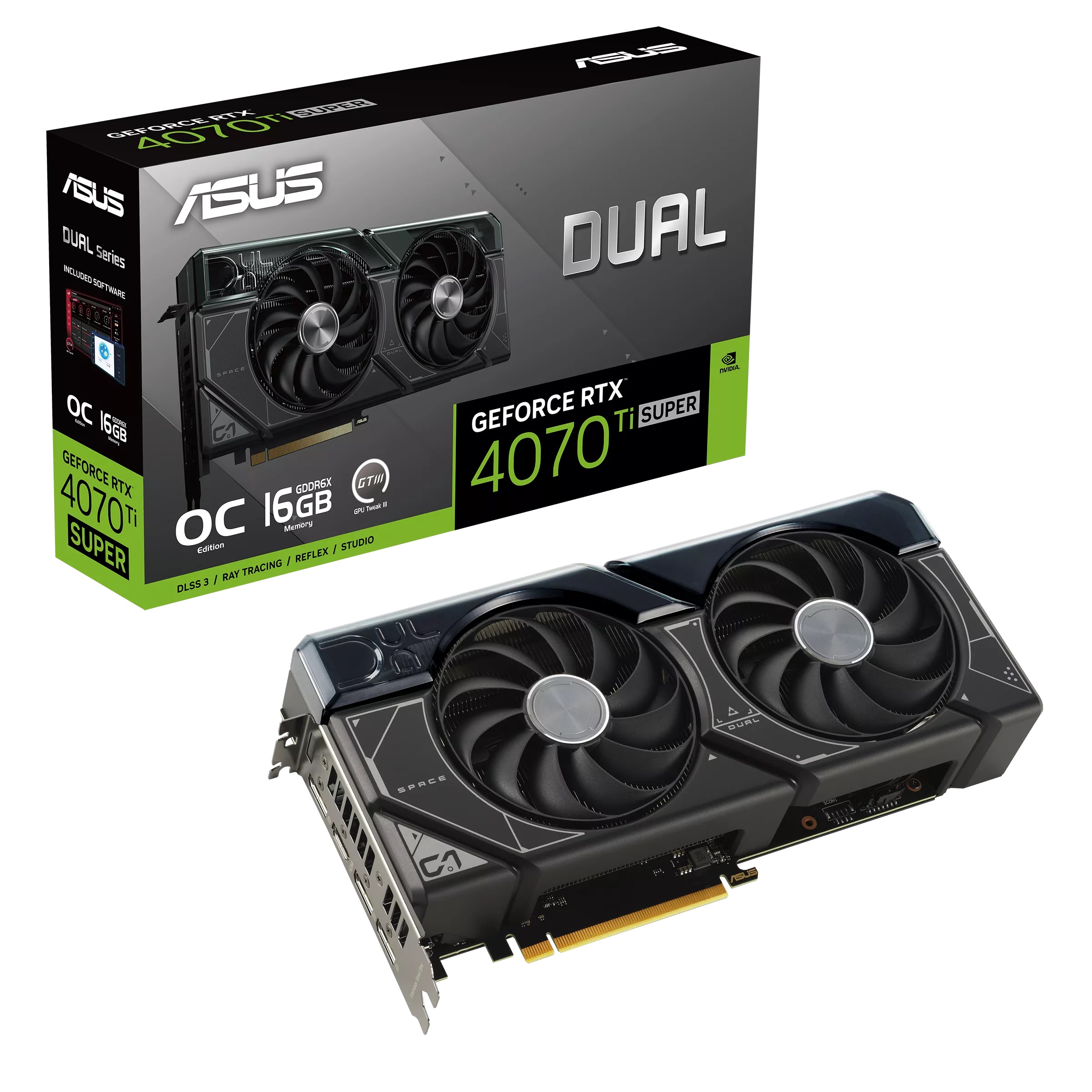 Kartelë grafike ASUS Dual GeForce RTX 4070 Ti SUPER/OC, 16GB GDDR6x