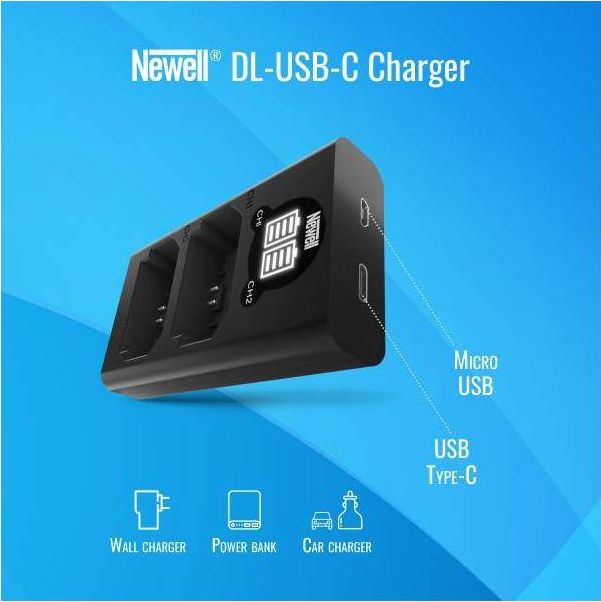 Karikues baterie Newell DL-USB-C DMW-BLK22, dy kanale, USB C, i zi