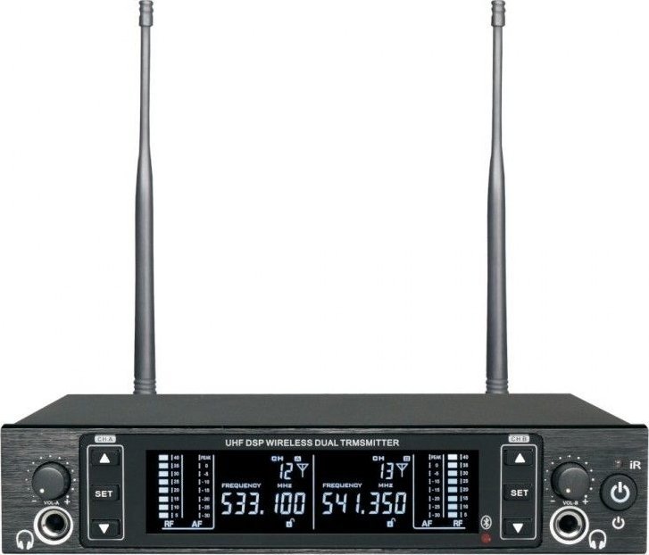 Sistem monitorimi në vesh DNA IN-EAR Double, wireless, UHF 518–542 MHz, i zi
