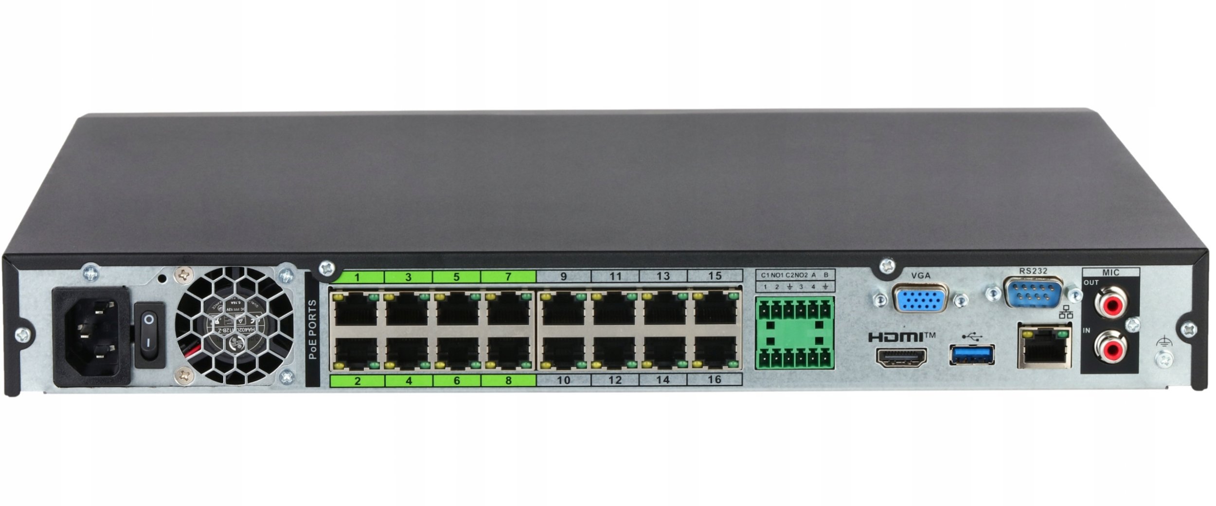 Regjistrues rrjeti Dahua DHI-NVR5216-16HP-EI2 WizSense, 16 kanale IP, PoE i integruar, profesional
