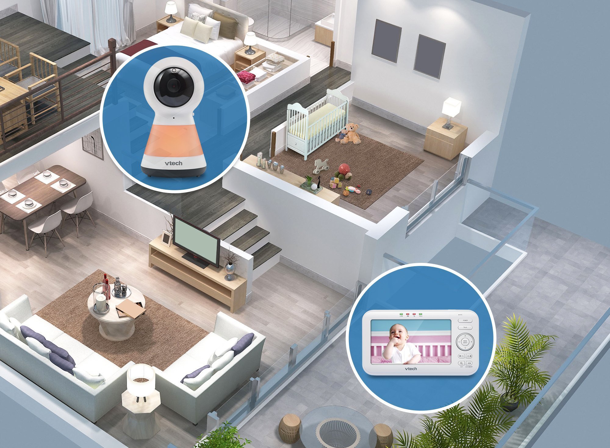 Monitor për bebe VTech BM5255, ekran 5", komunikim dykahësh, dritë nate adaptive