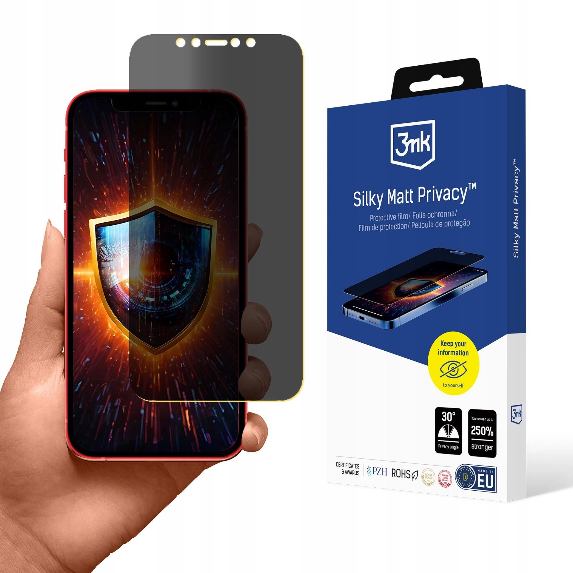 Folie mbrojtëse ekrani 3mk Silky Matt Privacy për Apple iPhone 12, mat, kundër shikimit anësor