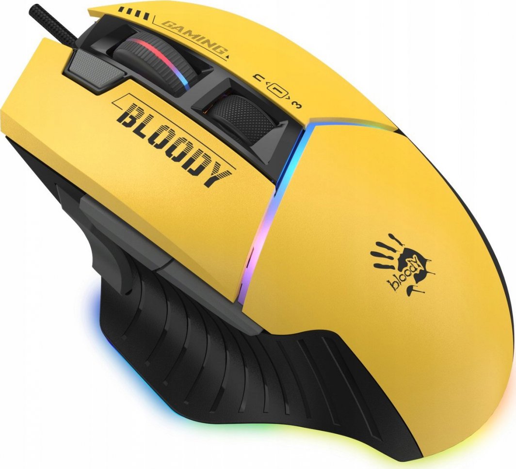 Maus A4Tech Bloody, me kabllo, USB, i verdhë