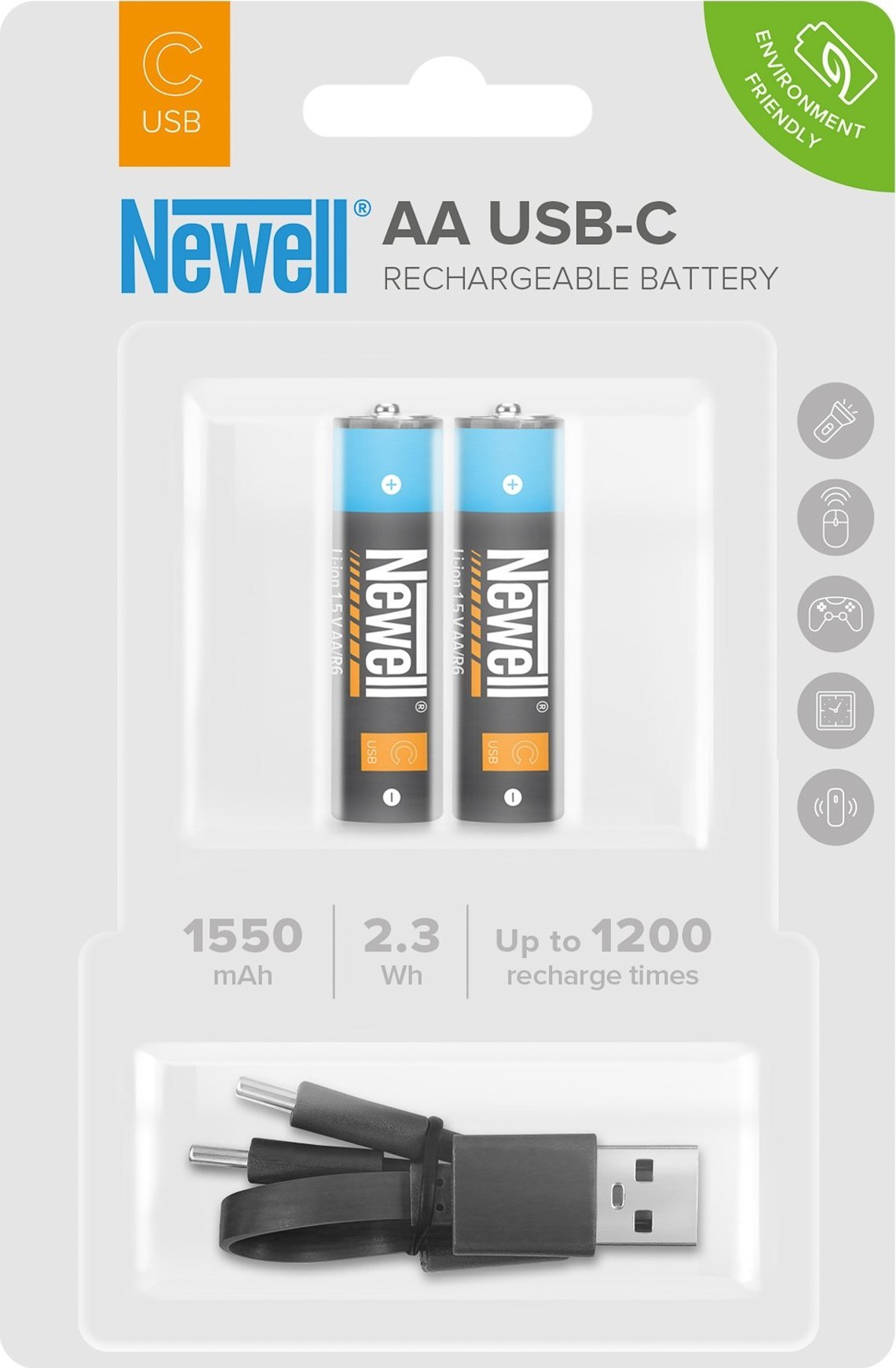 Bateri rikarikueshme AA Newell USB C, 1550 mAh, e gjelbër