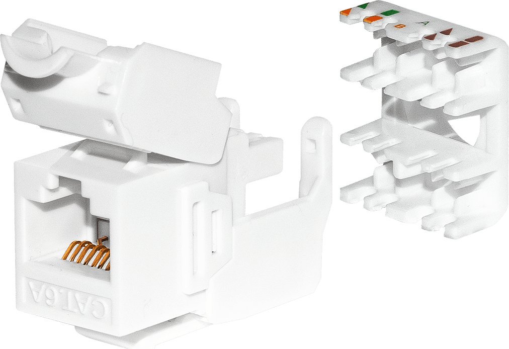 Modul Keystone NetRack RJ45 Cat 6A UTP, pa vegla, i bardhë