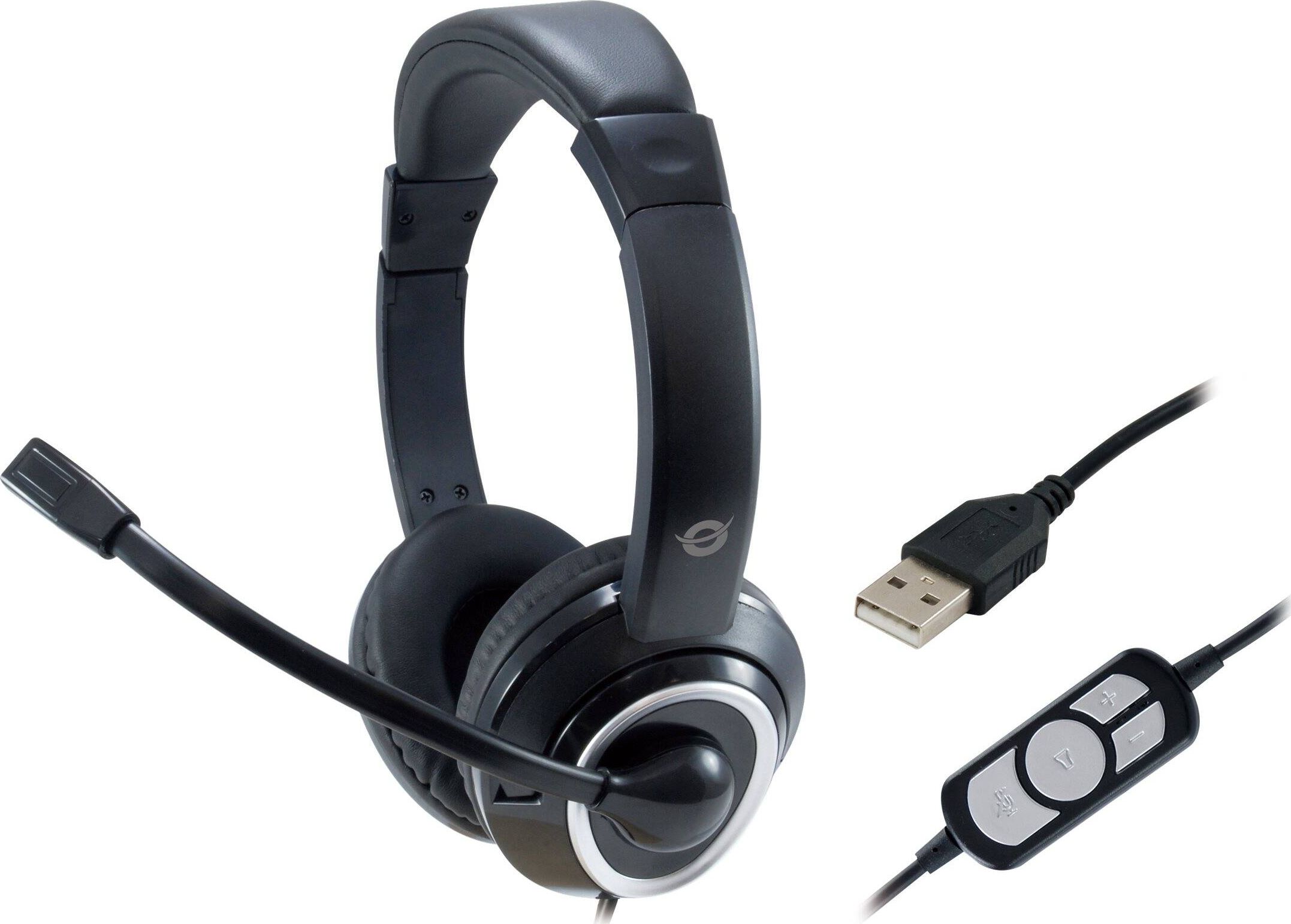 Kufje Conceptronic POLONA01B, USB, stereo, të zeza