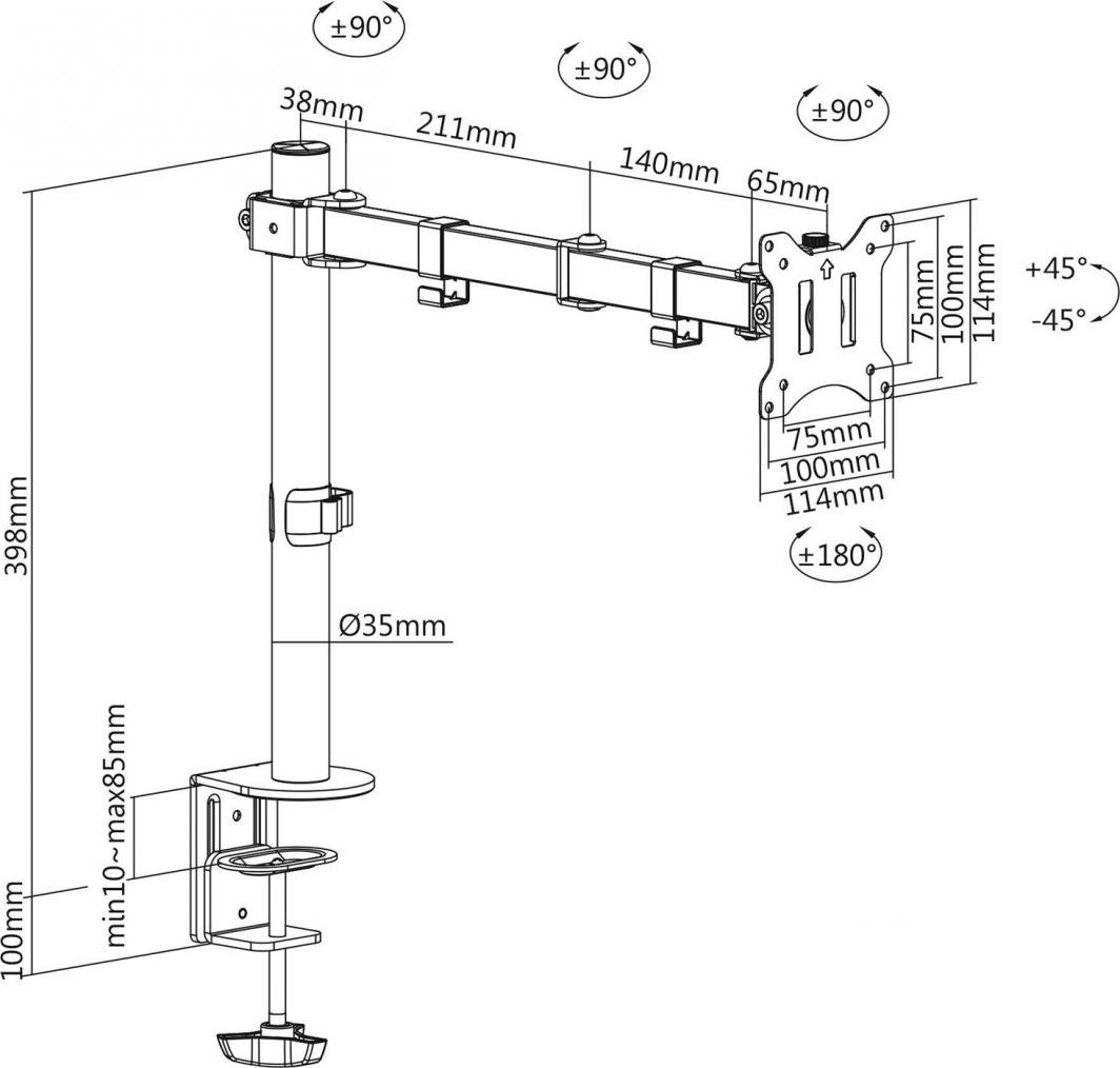 Mbajtëse monitori 17 - 32" (MC-883), e zezë