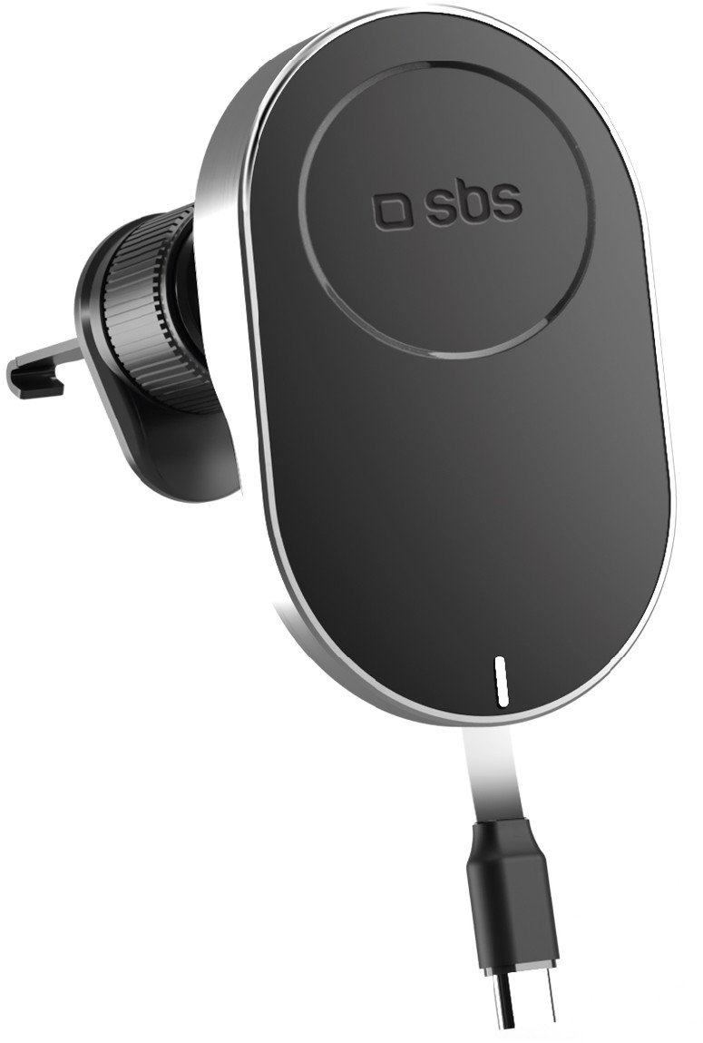 Mbajtëse telefoni për makinë SBS TESUPP15WRETRACABL, karikues wireless 15W, MagSafe, e zezë