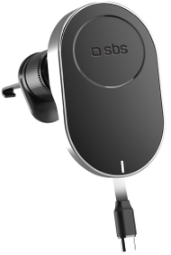 Држач за телефон за автомобил SBS TESUPP15WRETRACABL, безжичен полнач 15W, MagSafe, црна