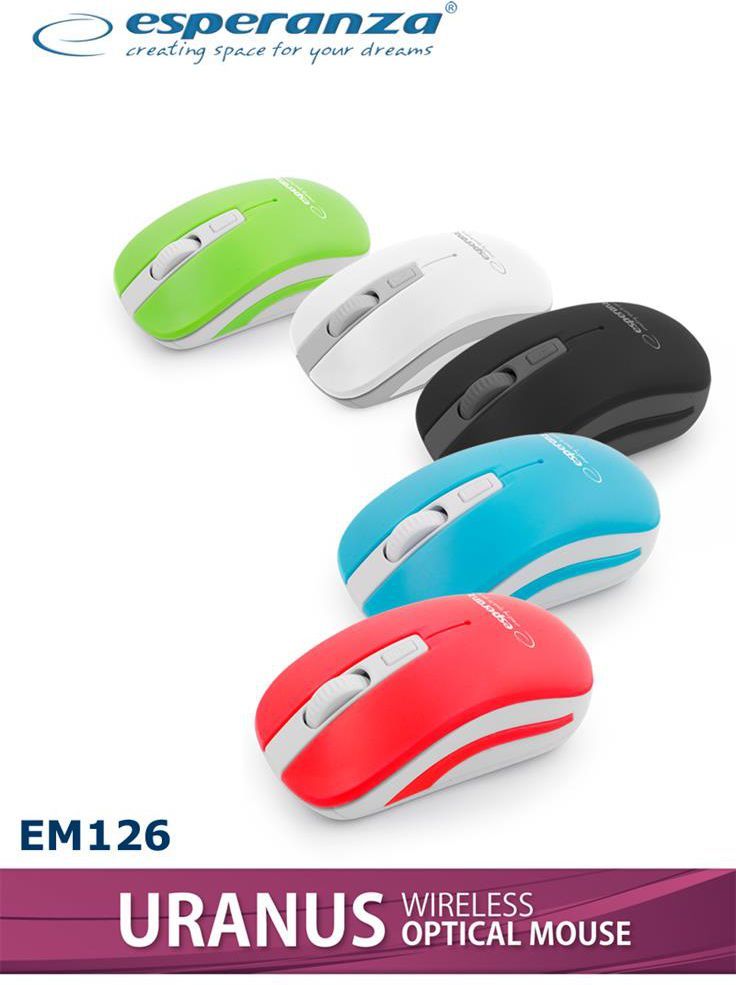 Maus Esperanza Uranus, wireless, USB, i zi dhe i argjendtë