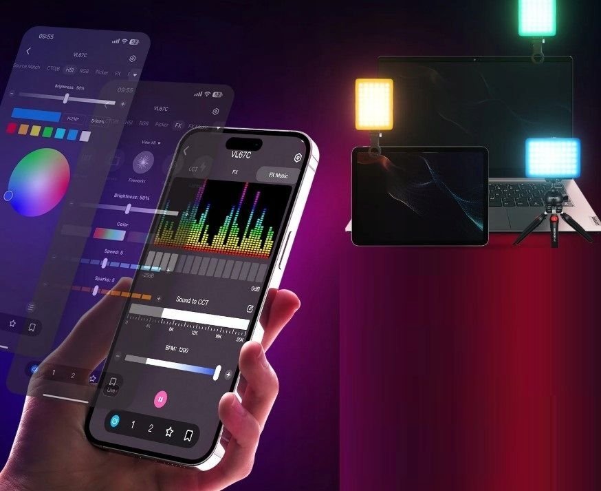 Llambë LED Neewer VL67C, 5W, RGB, me Bluetooth, për selfie