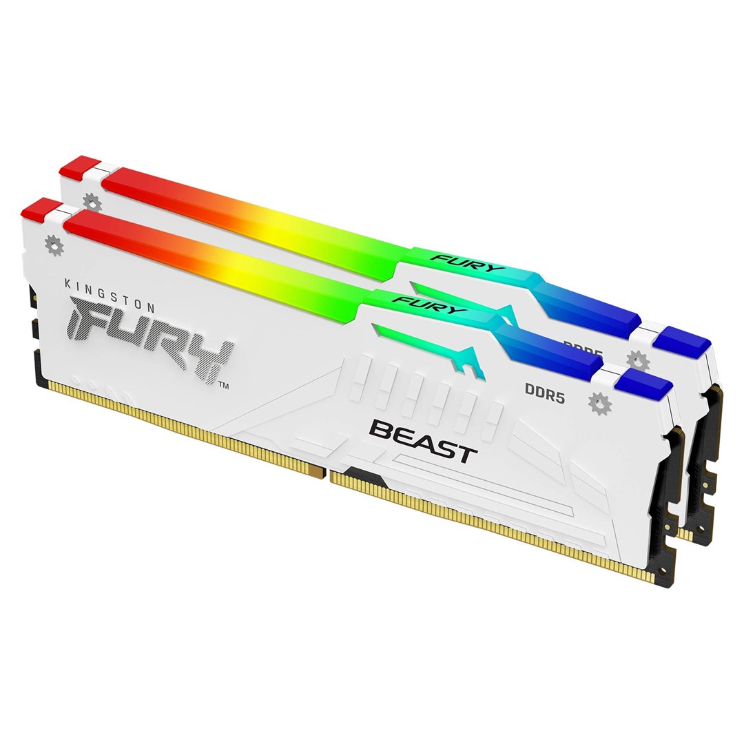 Memorie RAM Kingston FURY Beast RGB, 32GB, DDR5, 6000MHz, CL36, e bardhë