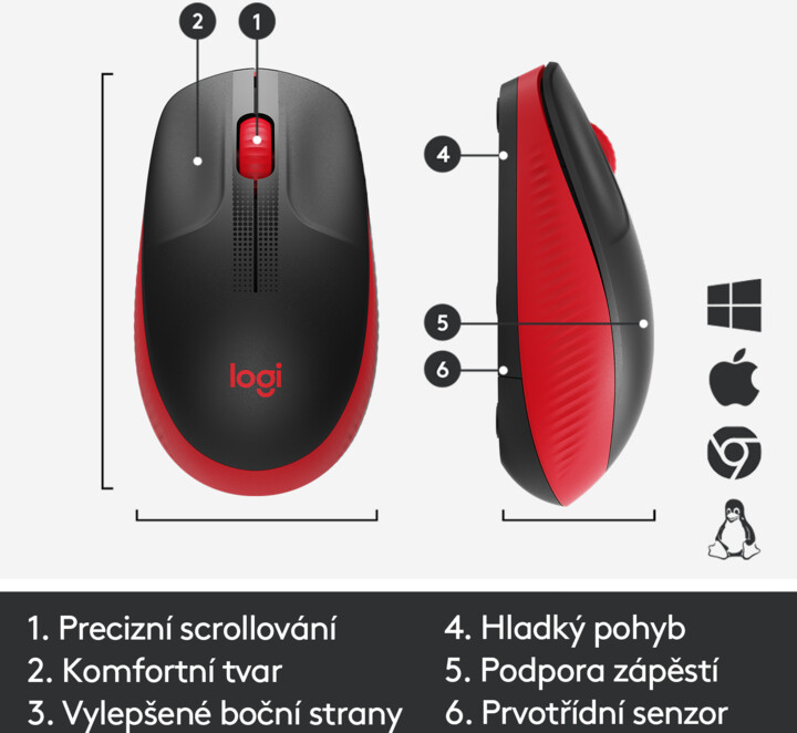 Maus Logitech M190, i kuq