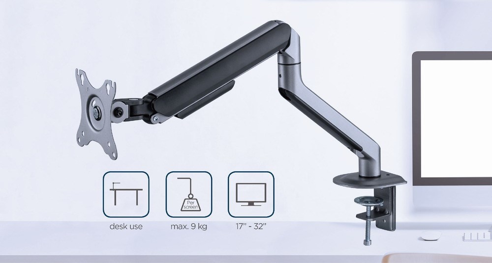 Mbajtëse monitori Gembird MA-DA1-05, 32", e hirtë