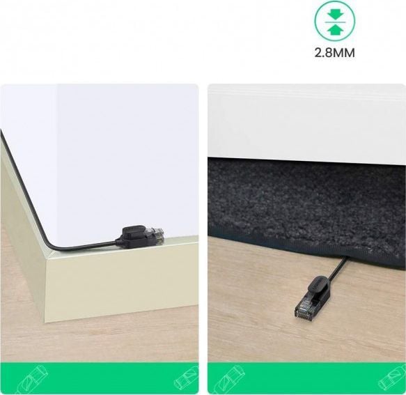 Kabllo rrjeti Ugreen 70332, RJ45 Cat 6A UTP, 1 m, e zezë