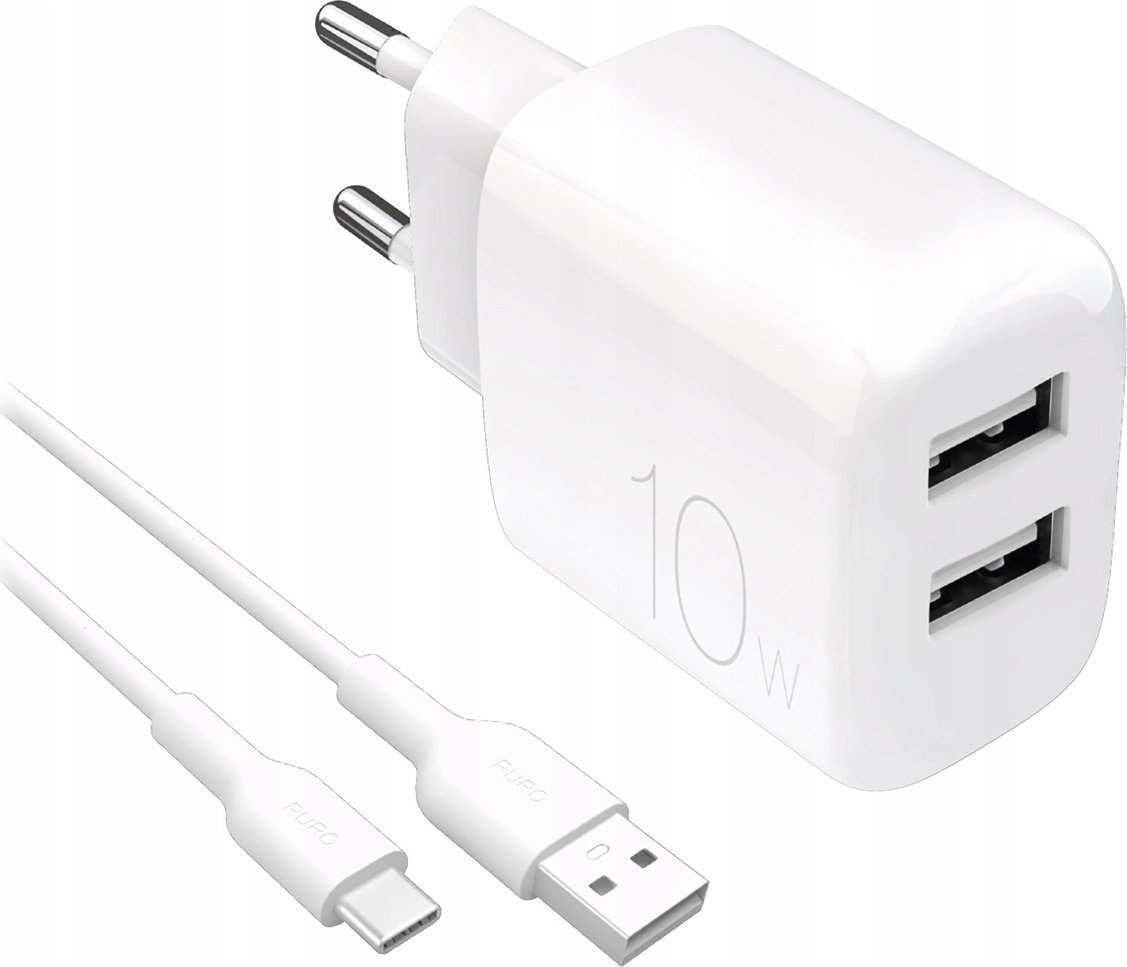 Karikues muri Puro Charger, 10W, 2x USB A, i bardhë