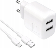 Karikues muri Puro Charger, 10W, 2x USB A, i bardhë